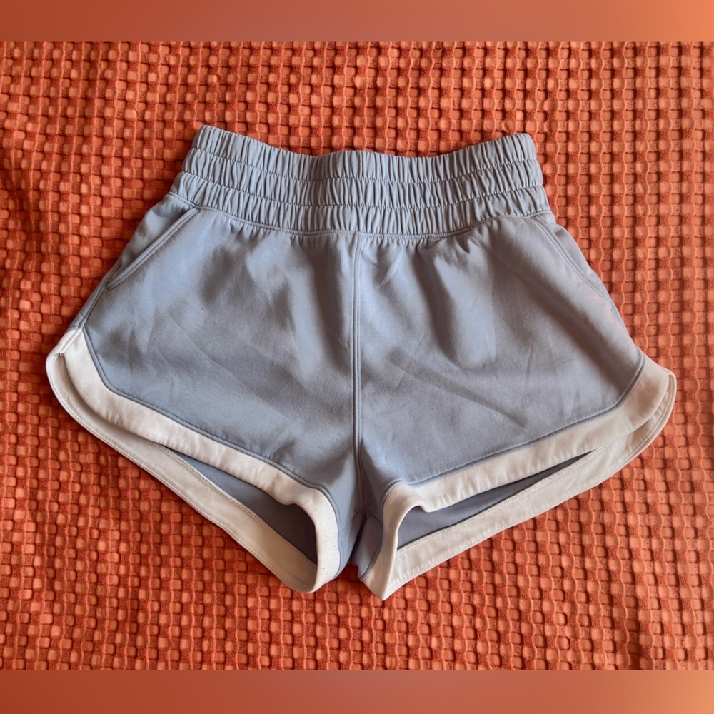 Abercrombie baby blue with white strip YPB neoKNIT shorts